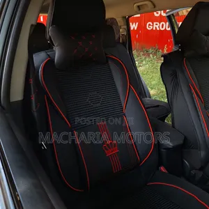 Black Red Stitched 5 Seater Universal Nappa Leather Floor Mats