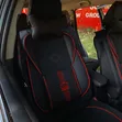 Black Red Stitched 5 Seater Universal Nappa Leather Floor Mats - 1