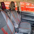 Black Red Stitched 5 Seater Universal Nappa Leather Floor Mats - 4