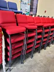 Red Stackable Church Chair with Book Shelf - 2