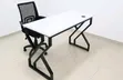 Modern Office Desk with Grey Top and White Metal Legs - 1