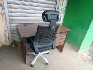 Office Desk with 3 Drawers and Ergonomic Mesh Chair