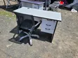 Modern White Office Desk with 3 Drawers & Black Mesh Chair - 1