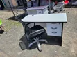 Modern White Office Desk with 3 Drawers & Black Mesh Chair - 2