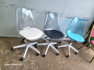 Modern Swivel Chair with Transparent Back and Wheels