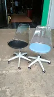 Modern Swivel Chair with Transparent Back and Wheels - 2