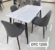 Modern White Marble Dining Table Set with 4 Grey Chairs - 1