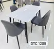 Modern White Marble Dining Table Set with 4 Grey Chairs - 2