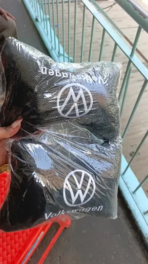 2pc Black Fleece Car Seat Neck Pillow with Volkswagen Logo