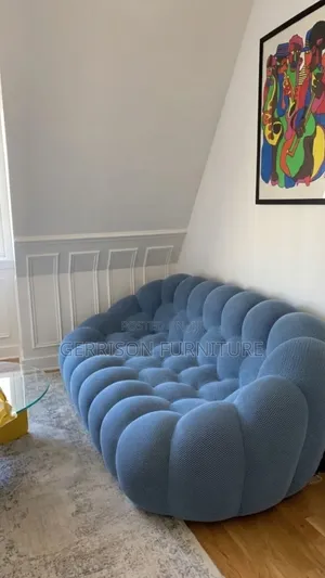 Luxury Sky Blue Bubble Cloud Curved Accent Sofa