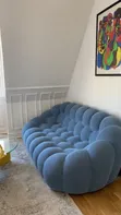 Sofa ya Kifahari ya Sky Blue Bubble Cloud Iliyopinda - 1