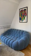 Sofa ya Kifahari ya Sky Blue Bubble Cloud Iliyopinda - 2