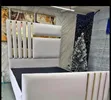 Brand New Luxury 5x6 White Velvet Bed with Gold Accents - 2