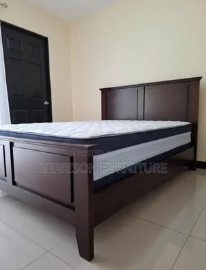 Modern Executive Hardwood Panel Bed Frame with Mattress Set