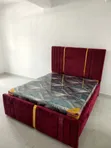 Brand New 5x6 Luxury Maroon Bed with Mattress - 1