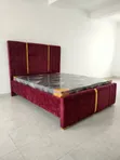 Brand New 5x6 Luxury Maroon Bed with Mattress - 2