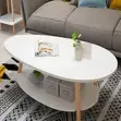 2-Tier White Oval Coffee Table - 1