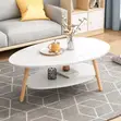2-Tier White Oval Coffee Table - 2