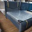 Luxury 5x6 Charcoal Grey Bed with Gold Strips & 10-inch Mattress Combo - 1