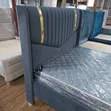 Luxury 5x6 Charcoal Grey Bed with Gold Strips & 10-inch Mattress Combo - 2