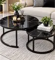 2-in-1 MDF Nesting Coffee Table - Black Finish - 2