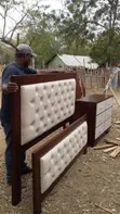 Luxury Mahogany Tufted Bed Frame + 6-Drawer Dresser Set - 2