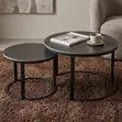 Grey MDF Nesting Coffee Table - Black Finish - 1