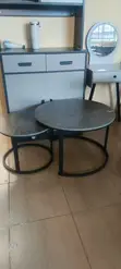 Grey MDF Nesting Coffee Table - Black Finish - 2
