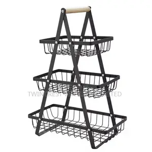 New Arrival Triangular 3 Layer 3 Tier Metallic Mesh Fruit Basket