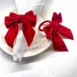 Luxury Velvet Bow Napkin Rings - Red (Set of 4) - 1