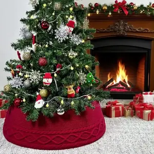 Premium Red Knitted Christmas Tree Skirt - 72cm