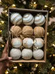 Champagne & Ivory Luxe Christmas Baubles (12pcs, 8cm) - 1