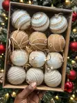 Champagne & Ivory Luxe Christmas Baubles (12pcs, 8cm) - 3