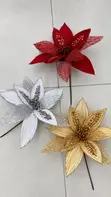 Maua 3 ya Poinsettia ya Krismasi yenye Mng'ao - 1