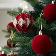 36PCS Burgundy Velvet Christmas Bauble Set - 5