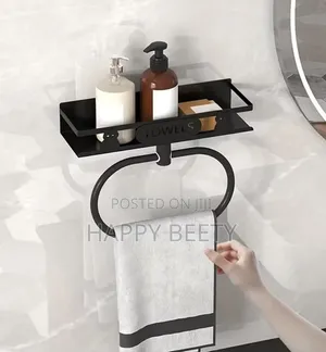 Bathroom Towel Rack with Storage Shelf
