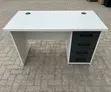 Modern White Office Desk with 4 Charcoal Drawers - 2