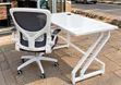 Metallic White Black Grommets Table and Strong Mesh Chair - 1
