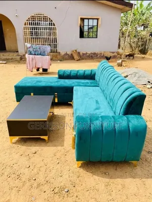 Luxury Teal Velvet L-Shaped Sectional Sofa