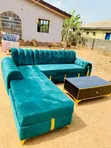 Luxury Teal Velvet L-Shaped Sectional Sofa - 2