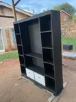 Modern Matte Black TV Wall Unit With Drawers - 2