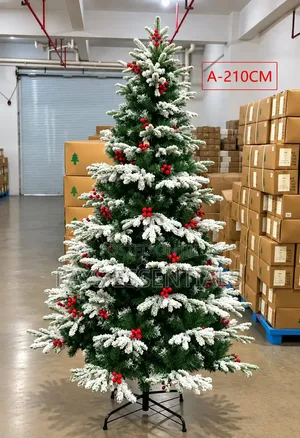 Flocked Christmas Tree with Red Berries