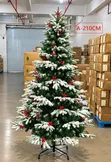 Flocked Christmas Tree with Red Berries - 1