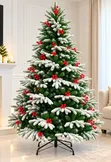 Flocked Christmas Tree with Red Berries - 2