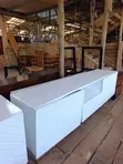 Uniquely Patterned White Television Stand - 1