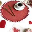 Christmas Fur Ball Retro Woven Table Mat / Coaster - 2