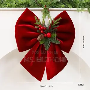 2pcs Wine Red Christmas Tree Bow Ornament