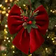 2pcs Wine Red Christmas Tree Bow Ornament - 2
