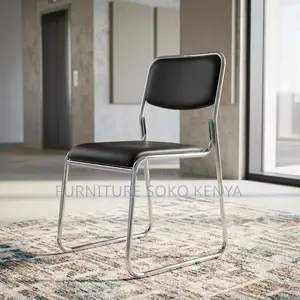 Catalina Visitor Chair - Chrome Base, Black Leather