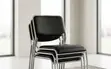Catalina Visitor Chair - Chrome Base, Black Leather - 2